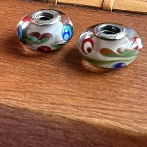 Pandora Glass Beads, a set of 2. Multicolored.